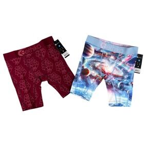 Ethika Boys 2 Pack Staple Boxer Briefs Galaxy Space & Floral Maroon Medium 8/10